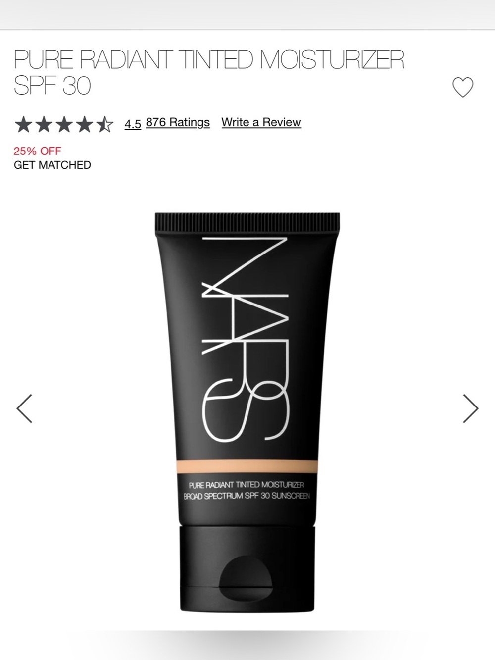 New NARS Pure Radiant Tinted Moisturizer Broad Spectrum SPF 30 in Groenland - L3